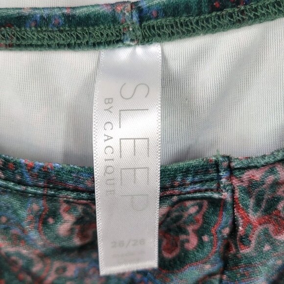 Cacique Babydoll Chemise Lingerie 26/28 Green Pink Floral Velvet Mini Dress Sexy - Picture 6 of 6